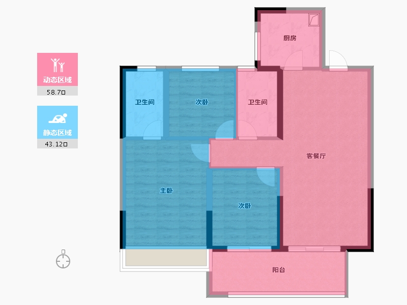 江苏省-宿迁市-政通·清华别院-91.57-户型库-动静分区