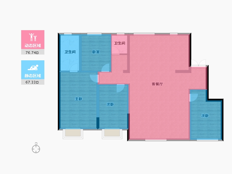 黑龙江省-哈尔滨市-汇龙云锦壹号院-131.46-户型库-动静分区