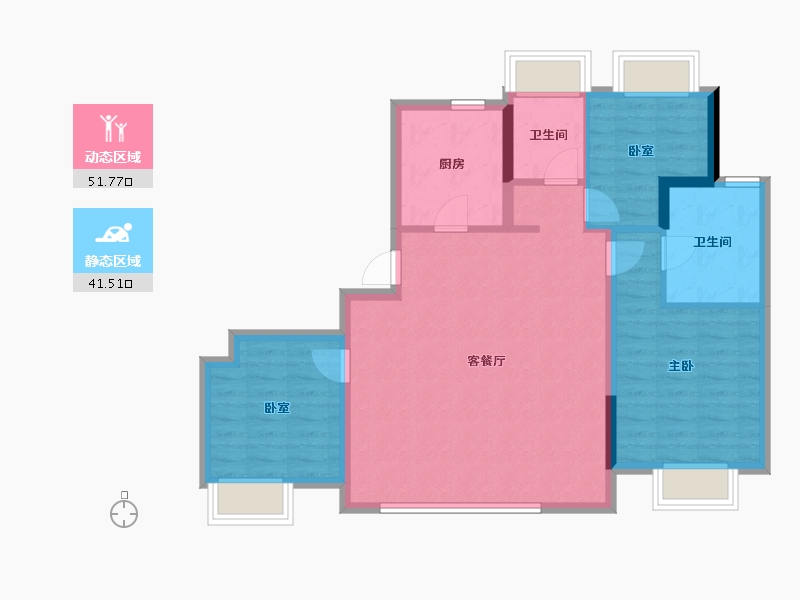 江苏省-苏州市-中建虹溪璟庭-84.00-户型库-动静分区