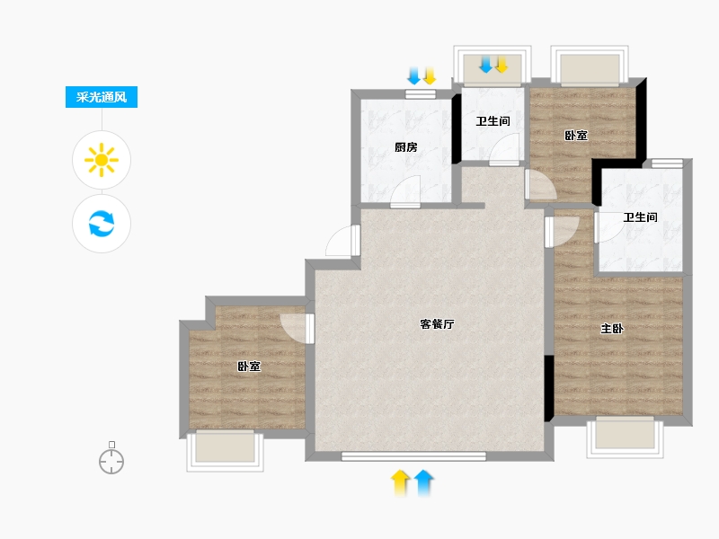 江苏省-苏州市-中建虹溪璟庭-84.00-户型库-采光通风