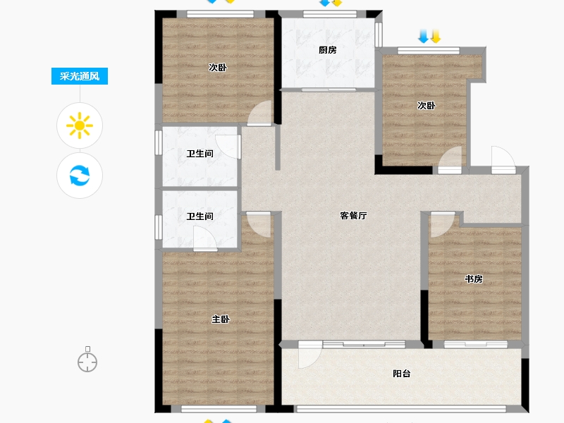 辽宁省-盘锦市-天玺东城-129.45-户型库-采光通风