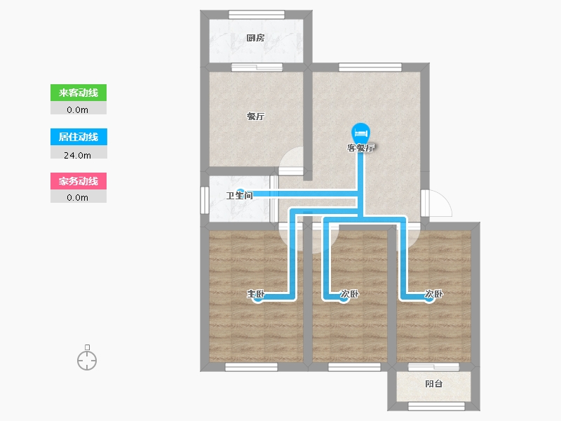 辽宁省-盘锦市-光明小区-76.80-户型库-动静线