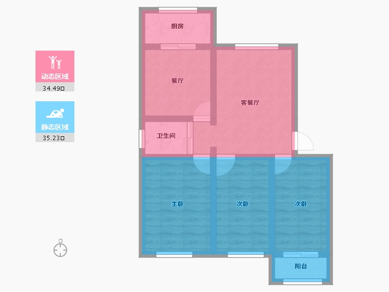 辽宁省-盘锦市-光明小区-76.80-户型库-动静分区