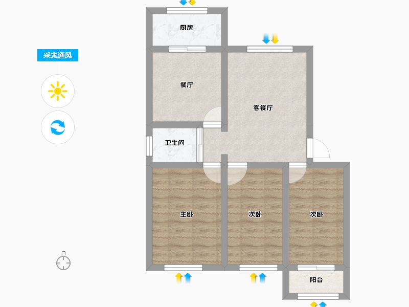 辽宁省-盘锦市-光明小区-76.80-户型库-采光通风