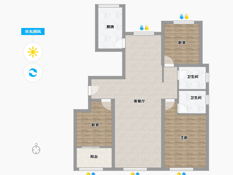 山东省-潍坊市-海通鸢都芳华-101.33-户型库-采光通风