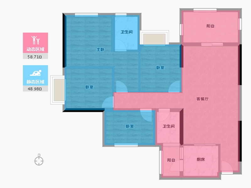 湖北省-恩施土家族苗族自治州-旭航·和樾府-95.81-户型库-动静分区