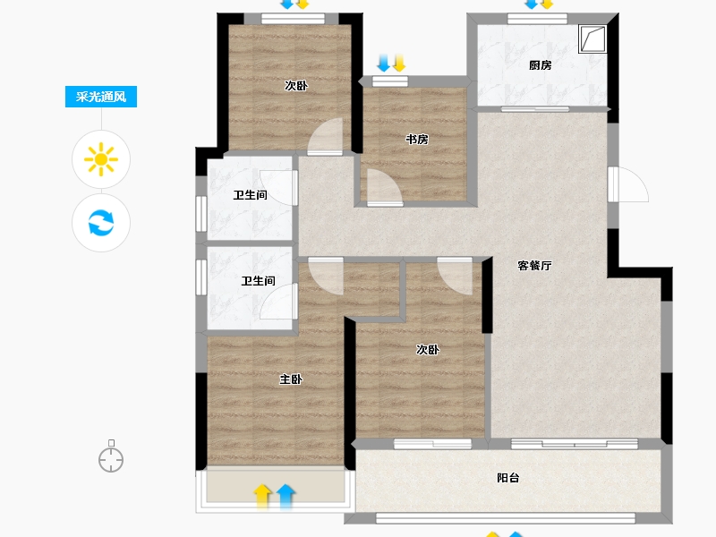 浙江省-绍兴市-大家锦玥府-94.40-户型库-采光通风