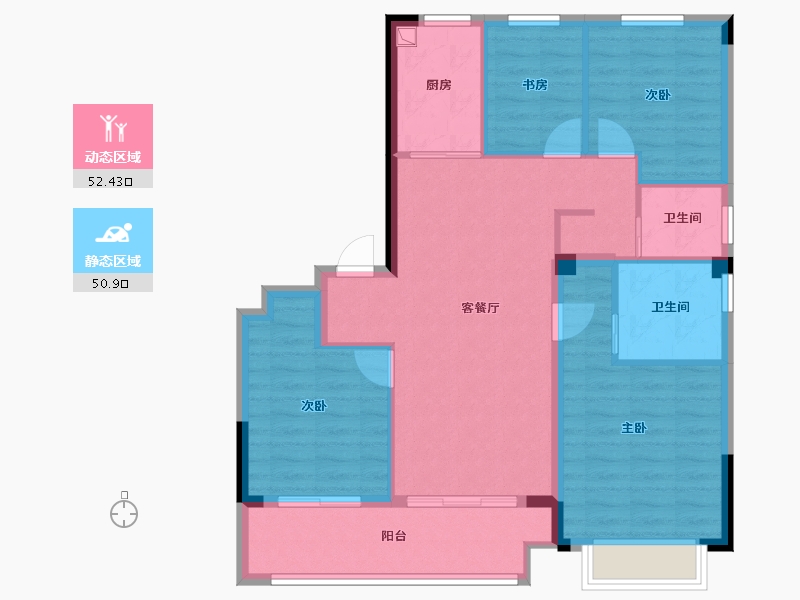 浙江省-宁波市-金昇云境-92.99-户型库-动静分区