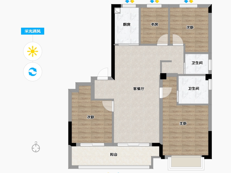 浙江省-宁波市-金昇云境-92.99-户型库-采光通风