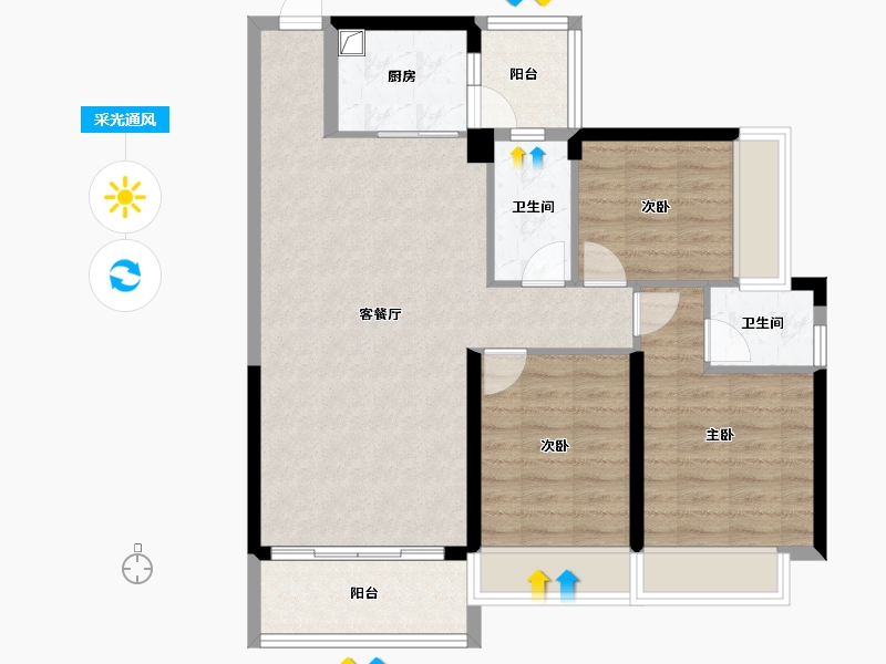 广东省-惠州市-百汇御园-86.40-户型库-采光通风