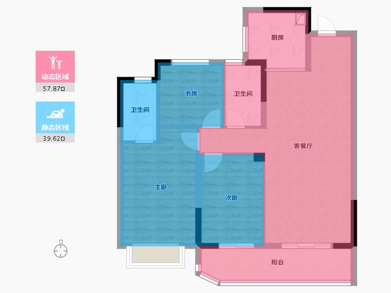 浙江省-宁波市-铁建·明贤府-87.66-户型库-动静分区