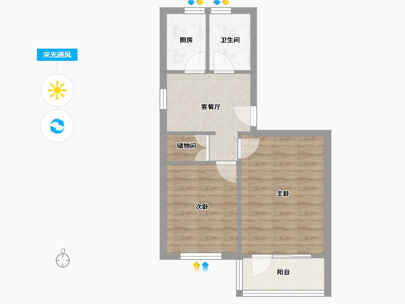 上海-上海市-管弄四街坊-47.67-户型库-采光通风