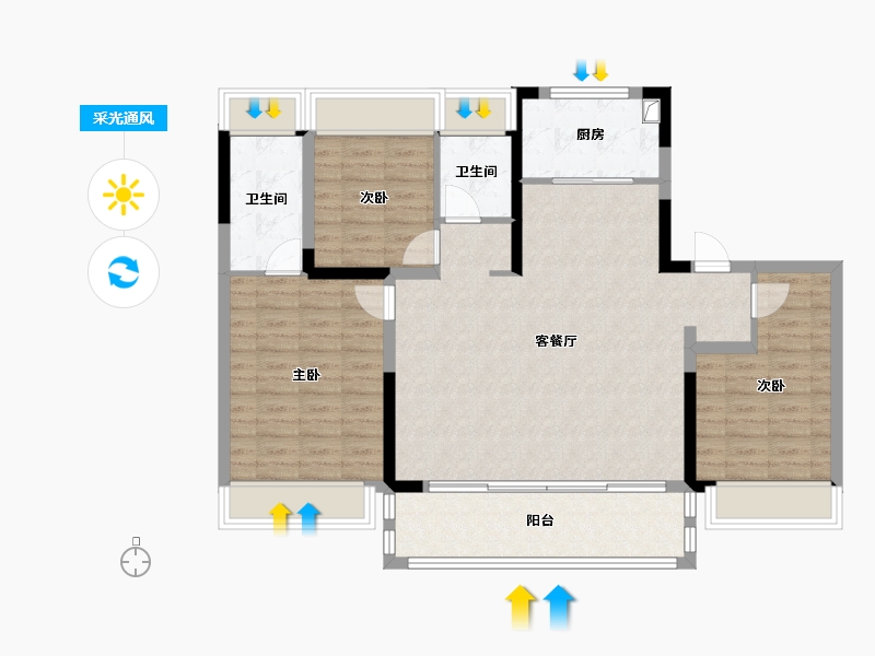 江苏省-苏州市-中建虹溪璟庭-104.02-户型库-采光通风