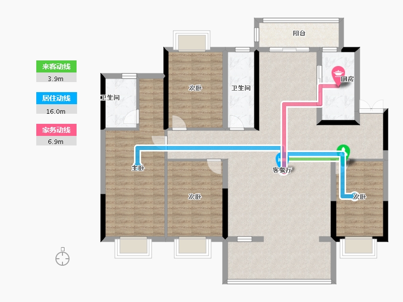 江西省-吉安市-聚福·文峰壹品-130.58-户型库-动静线