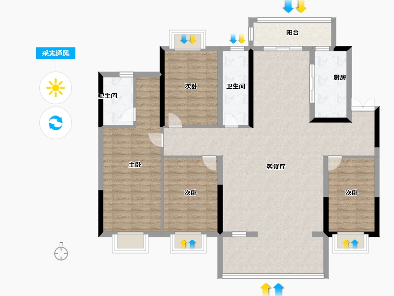 江西省-吉安市-聚福·文峰壹品-130.58-户型库-采光通风