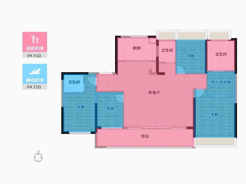 江苏省-南京市-仁恒龙湾-144.00-户型库-动静分区