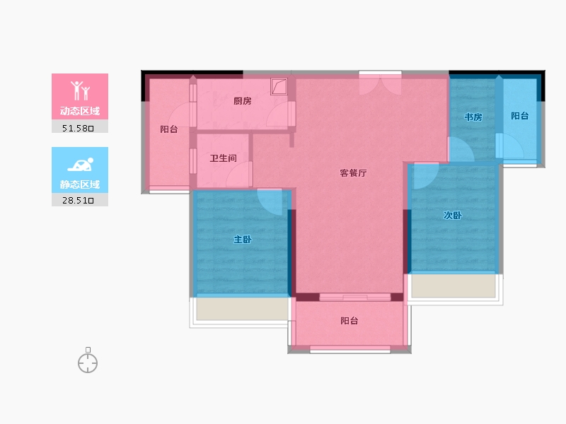 重庆-重庆市-西永九号-71.81-户型库-动静分区