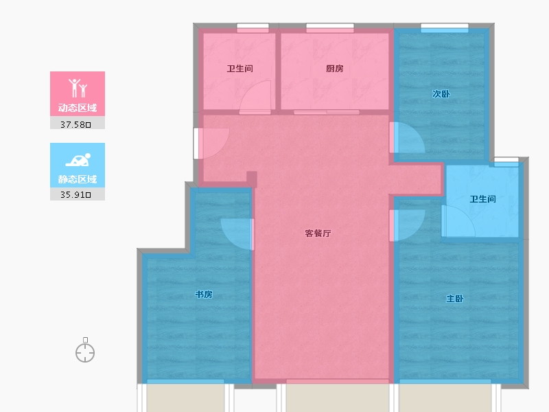 北京-北京市-中建学府印悦-74.40-户型库-动静分区