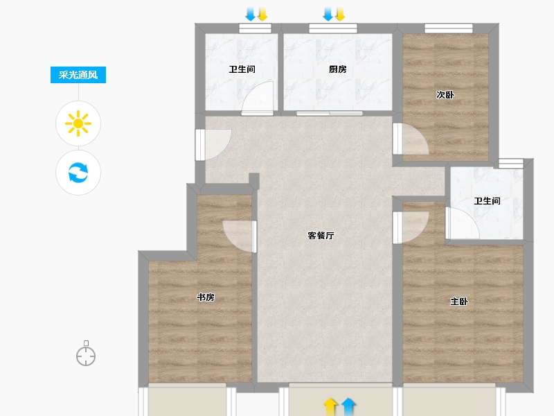 北京-北京市-中建学府印悦-74.40-户型库-采光通风