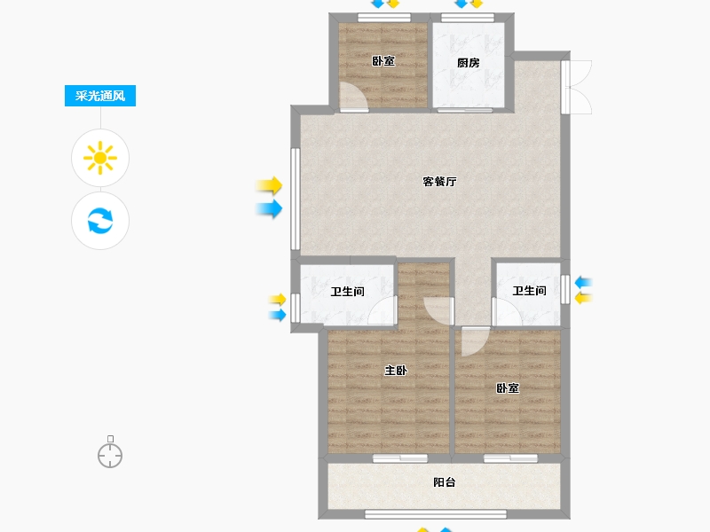 浙江省-杭州市-秦望安置房-100.00-户型库-采光通风