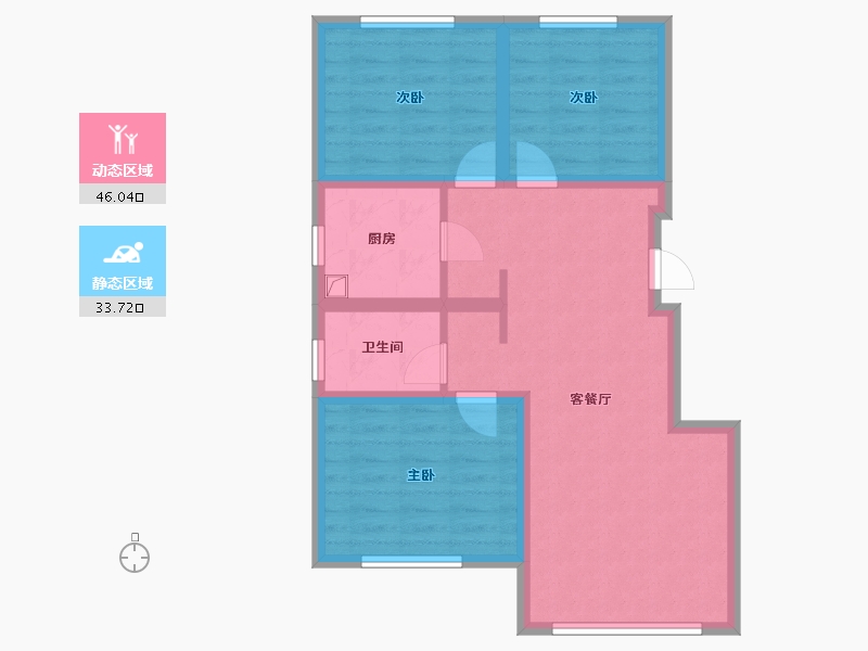 辽宁省-沈阳市-自然成景园-77.92-户型库-动静分区