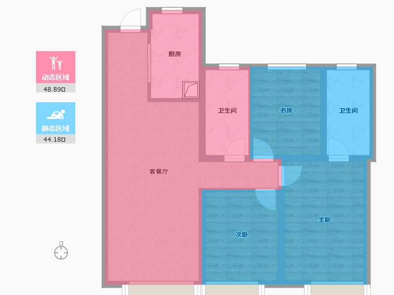 辽宁省-大连市-融创海逸长洲一期-96.09-户型库-动静分区