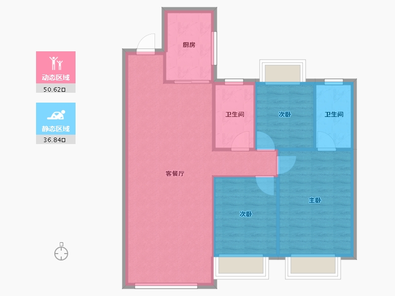 陕西省-安康市-天一城市之光·翰林府-86.00-户型库-动静分区