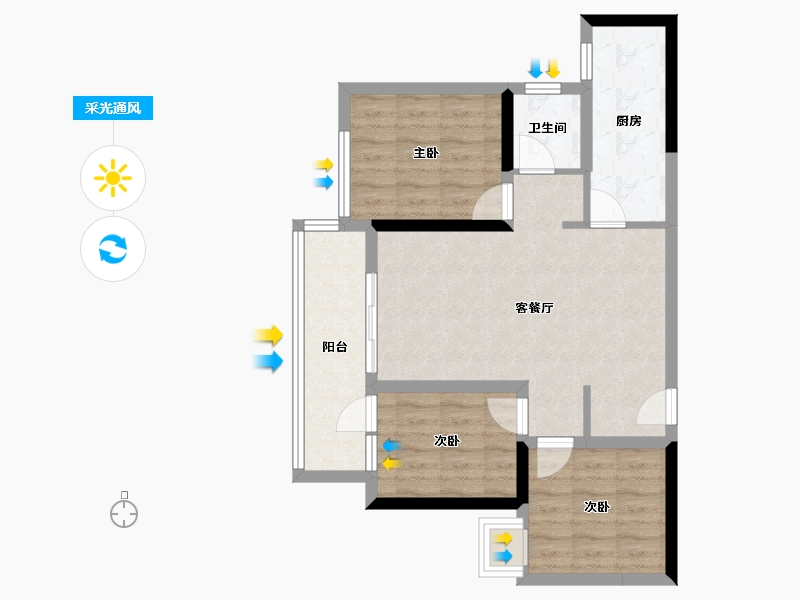 贵州省-贵阳市-学府江来-68.74-户型库-采光通风