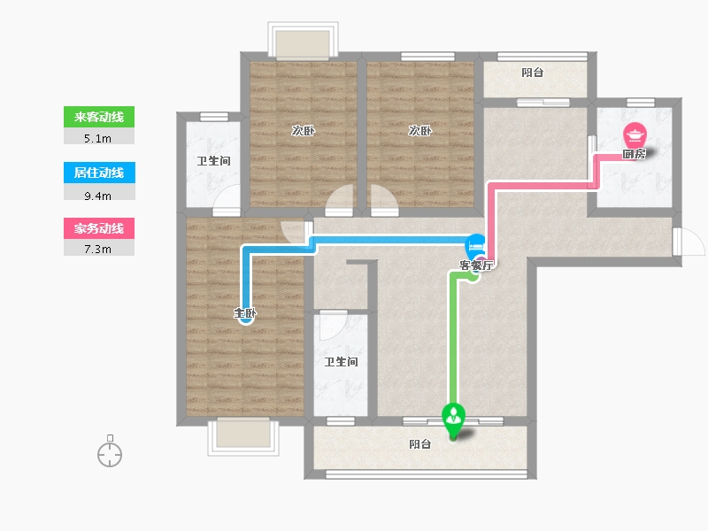 湖南省-怀化市-东方名邸亿利城-128.00-户型库-动静线