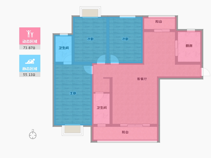 湖南省-怀化市-东方名邸亿利城-128.00-户型库-动静分区