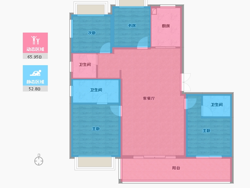 云南省-楚雄彝族自治州-恒业·滨湖一号-107.34-户型库-动静分区