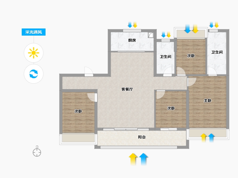 江苏省-南京市-香港置地·紫玥-114.40-户型库-采光通风