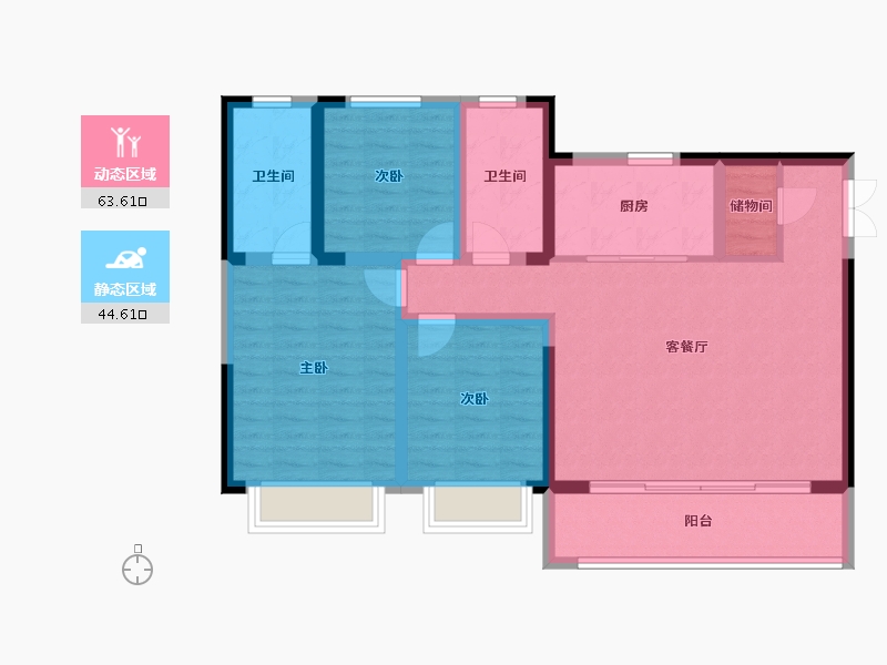 陕西省-汉中市-怡境泊居-96.66-户型库-动静分区