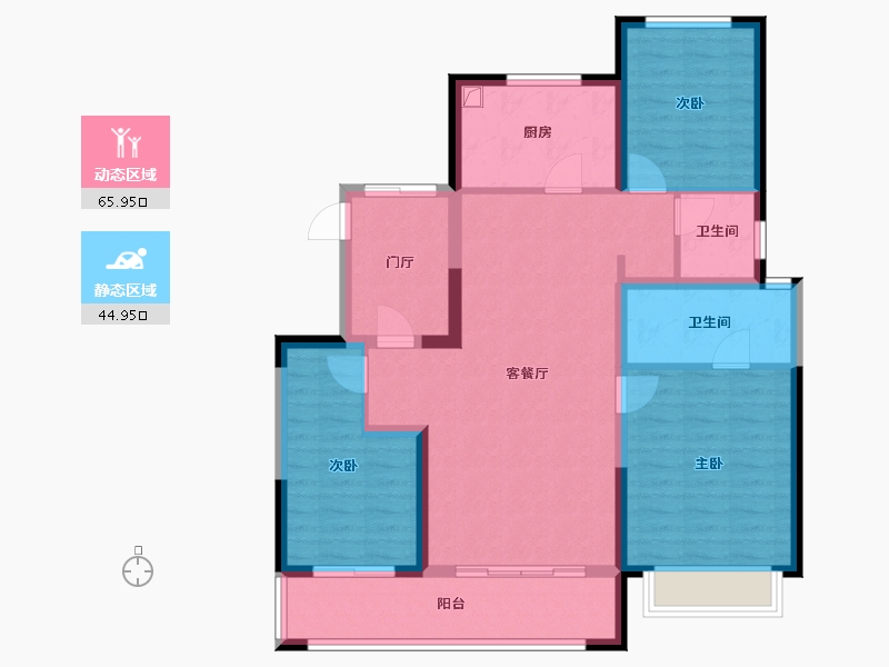 陕西省-西安市-阅璟台-99.36-户型库-动静分区