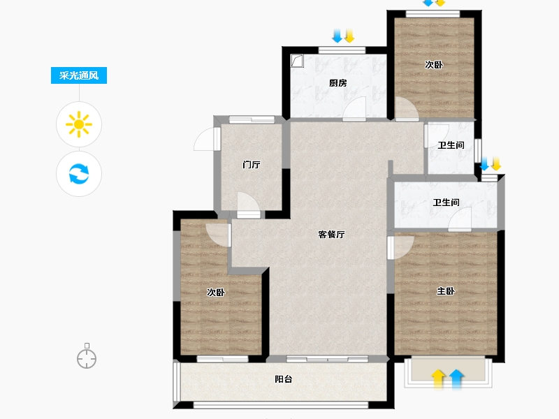 陕西省-西安市-阅璟台-99.36-户型库-采光通风