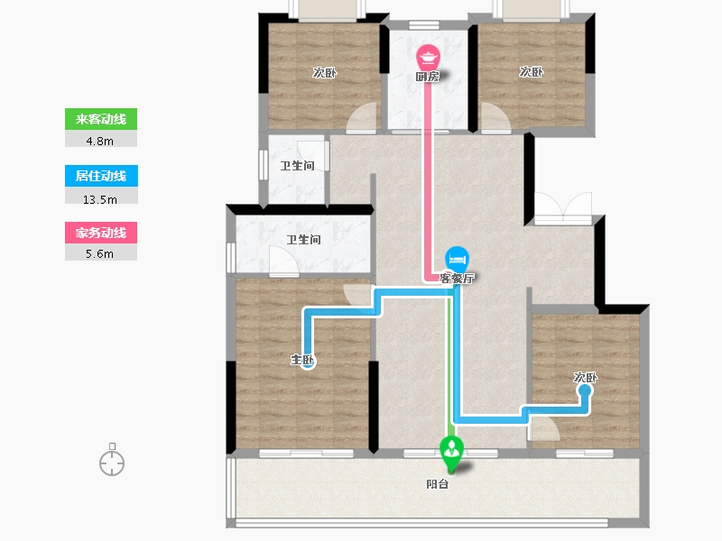 湖北省-武汉市-福星惠誉·铂雅府-110.93-户型库-动静线