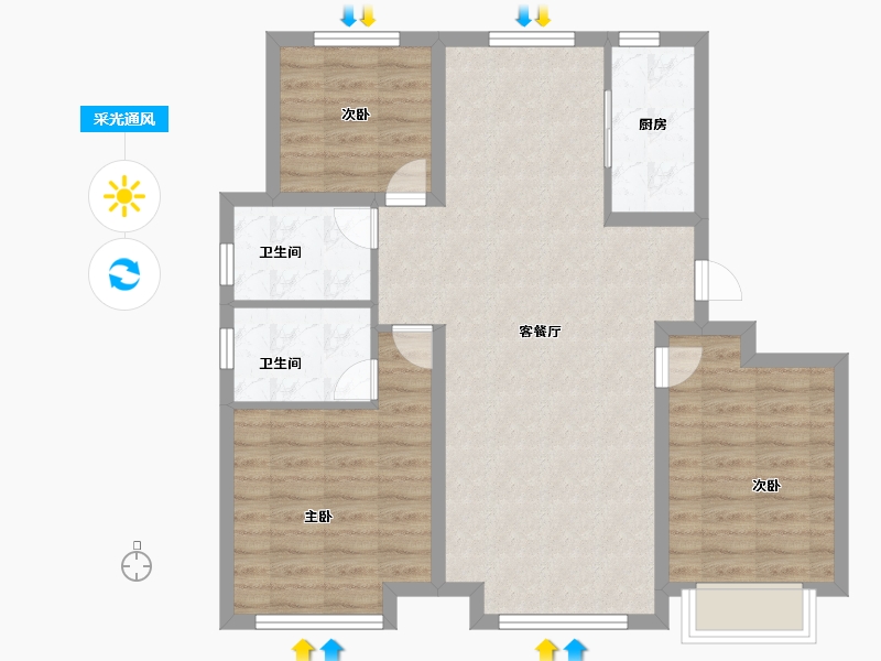 山东省-青岛市-北岸青特·观山赋-86.40-户型库-采光通风