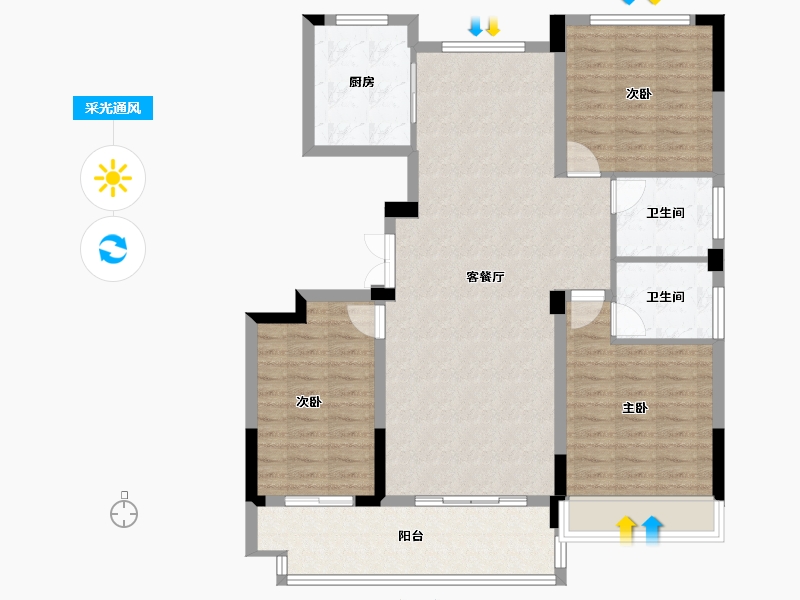 河南省-商丘市-坤利学府-107.20-户型库-采光通风