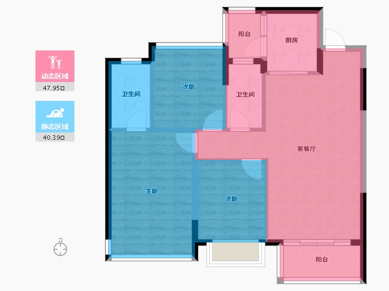 广西壮族自治区-柳州市-华润置地·静兰湾润湾中心-76.20-户型库-动静分区