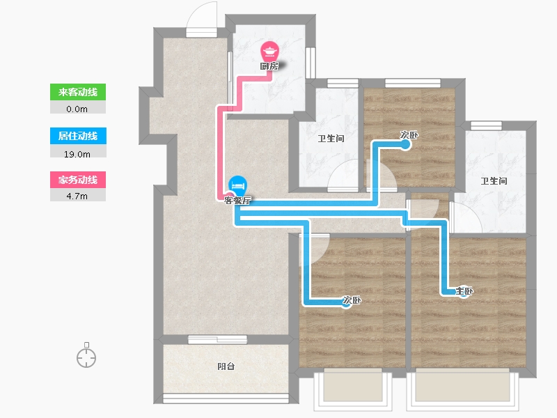 浙江省-杭州市-棠前明月-66.90-户型库-动静线