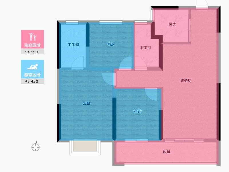 浙江省-宁波市-百誉府-88.00-户型库-动静分区