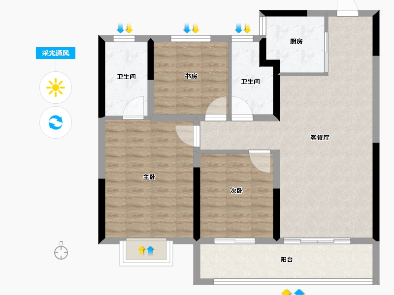 浙江省-宁波市-百誉府-88.00-户型库-采光通风