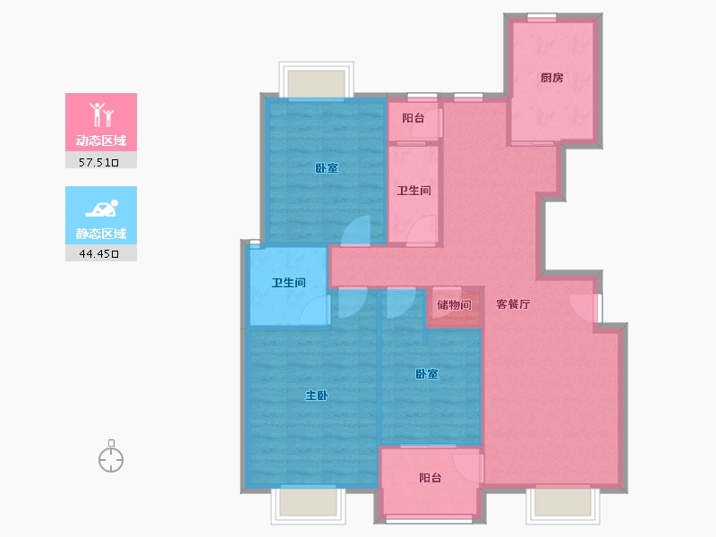 上海-上海市-金汇三街坊-96.37-户型库-动静分区