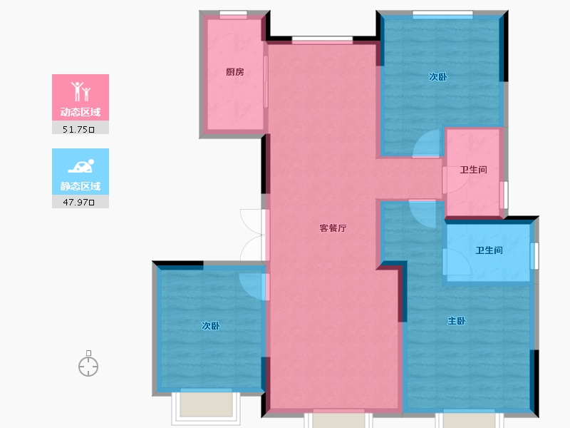 新疆维吾尔自治区-乌鲁木齐市-雅山璟庐-89.59-户型库-动静分区