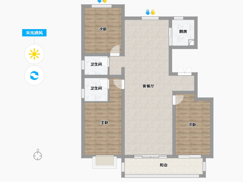 河北省-保定市-竞秀金茂悦-115.20-户型库-采光通风