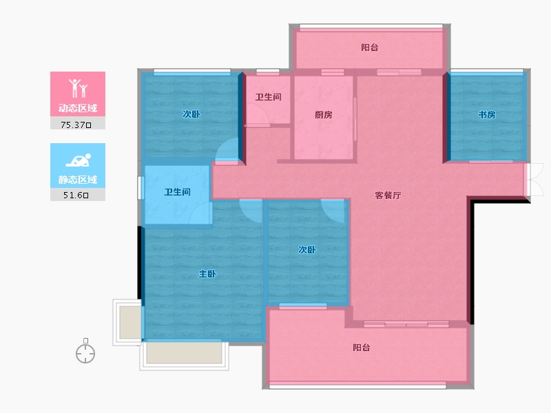 湖南省-永州市-中大湖景苑-120.00-户型库-动静分区