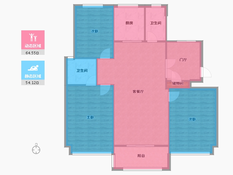 浙江省-嘉兴市-江南美墅-100.00-户型库-动静分区