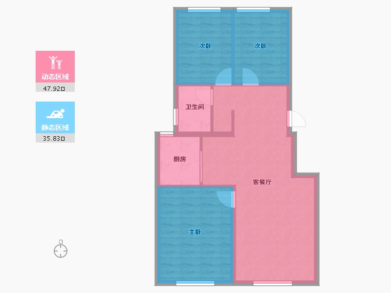 吉林省-长春市-华润荣华府-84.00-户型库-动静分区