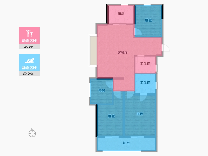 浙江省-杭州市-CBD绿城燕语海棠轩西区-102.40-户型库-动静分区