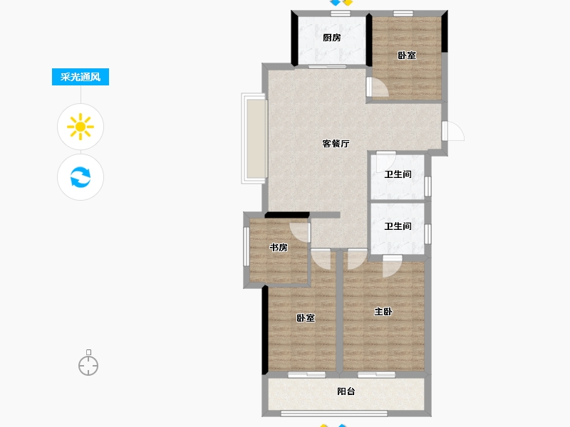 浙江省-杭州市-CBD绿城燕语海棠轩西区-102.40-户型库-采光通风